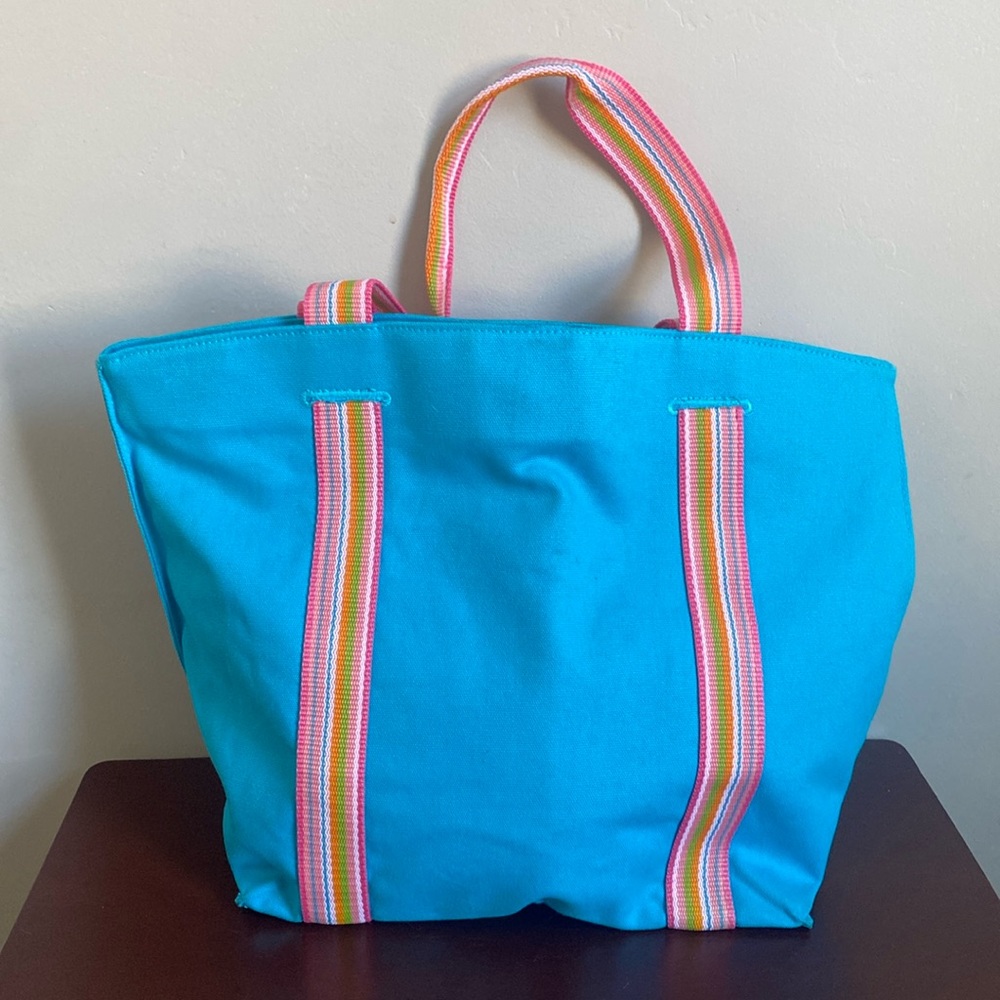 NWOT Neon Blue Canvas Tote Bag